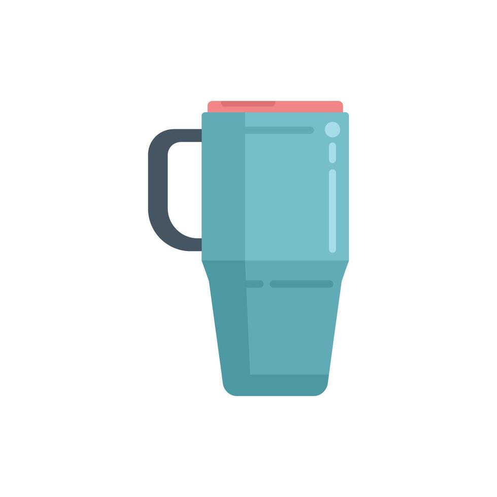 Blue reusable water bottle with lid for hiking camping and travel vector