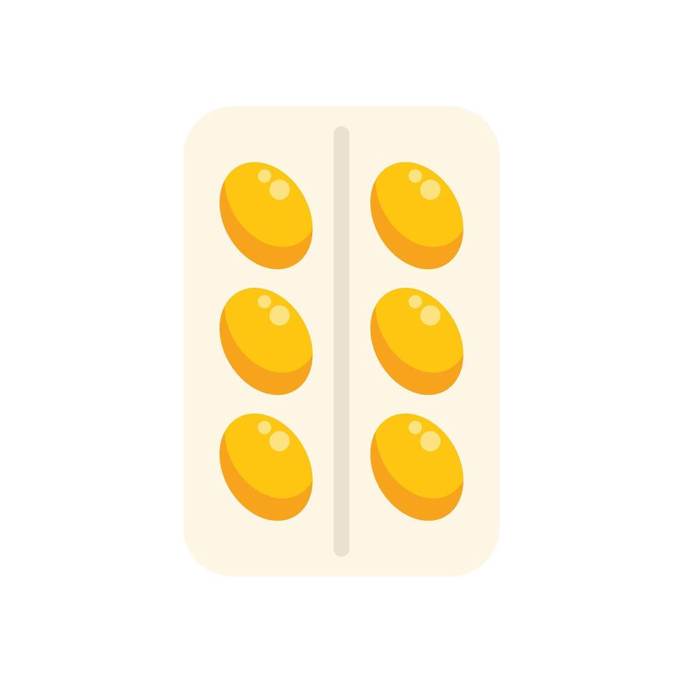 Blister pack containing round yellow vitamins or pills vector