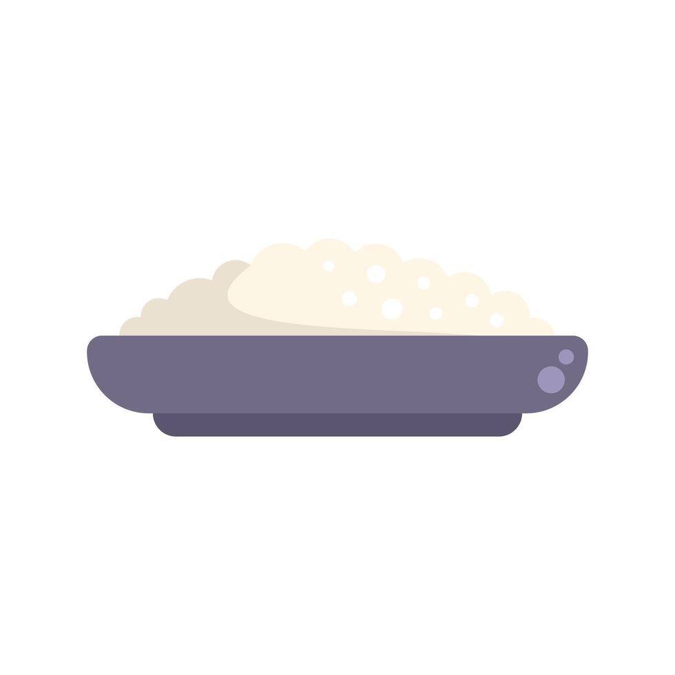 Large portion of cottage cheese resting on plate side view vector