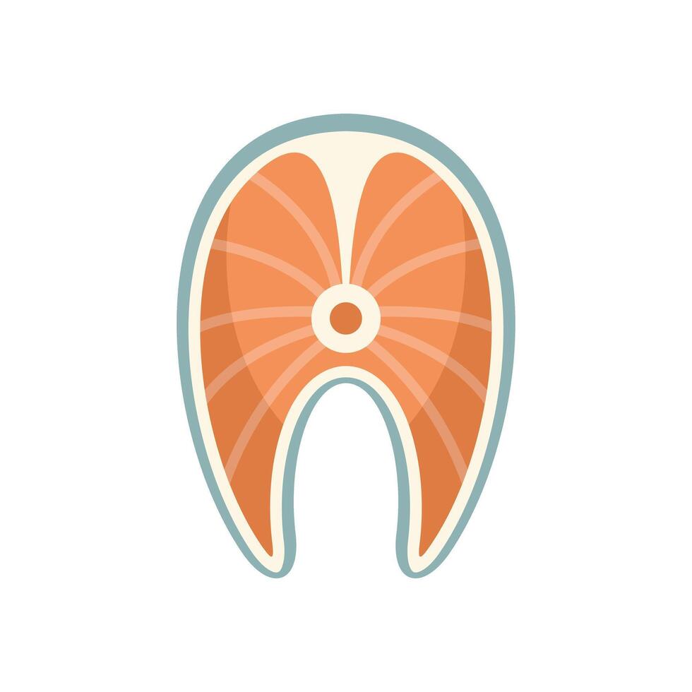 Salmon fish steak slice showing meat texture vector