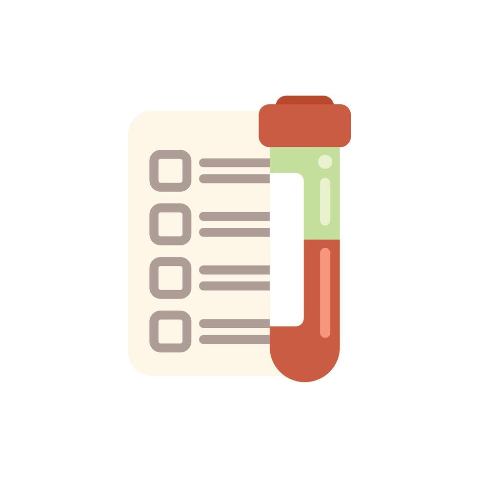 Blood test form with test tube icon representing medical analysis vector