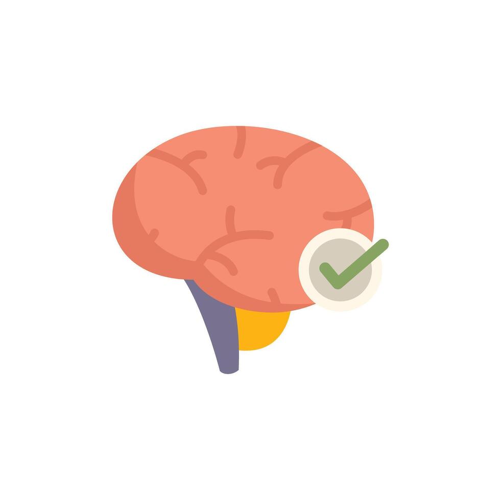 Human brain getting check mark for mental health vector