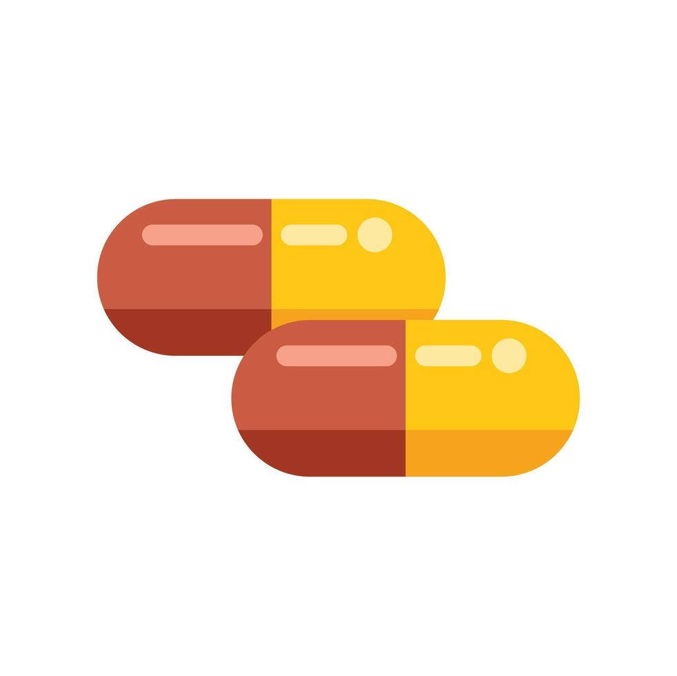 Two brown and yellow medicine capsules representing healthcare and pharmacy vector