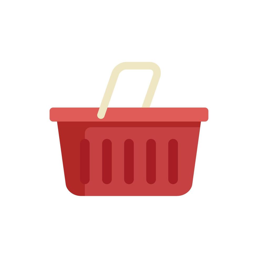 Red empty shopping basket icon representing retail sales vector
