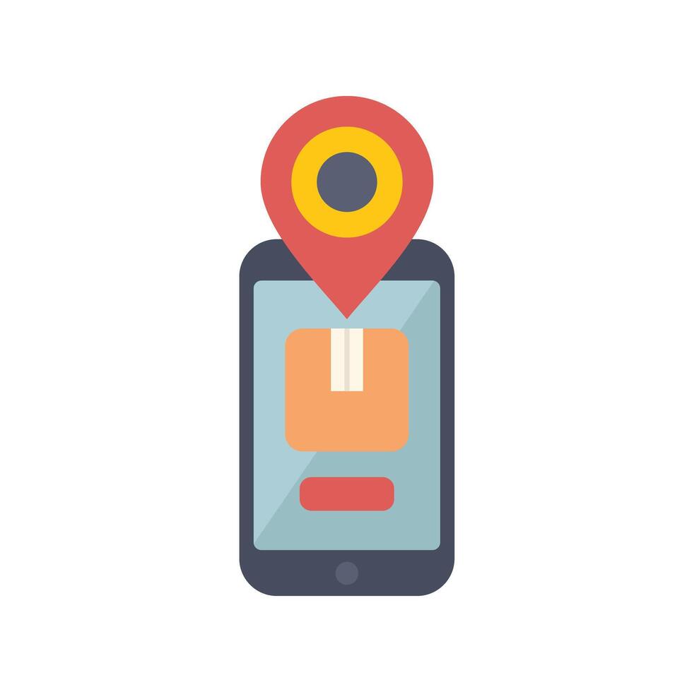 Smartphone showing location of a package for delivery vector