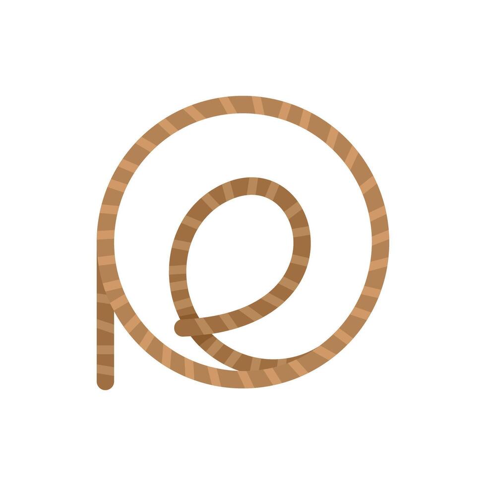 Brown leather whip forming circle on white background vector