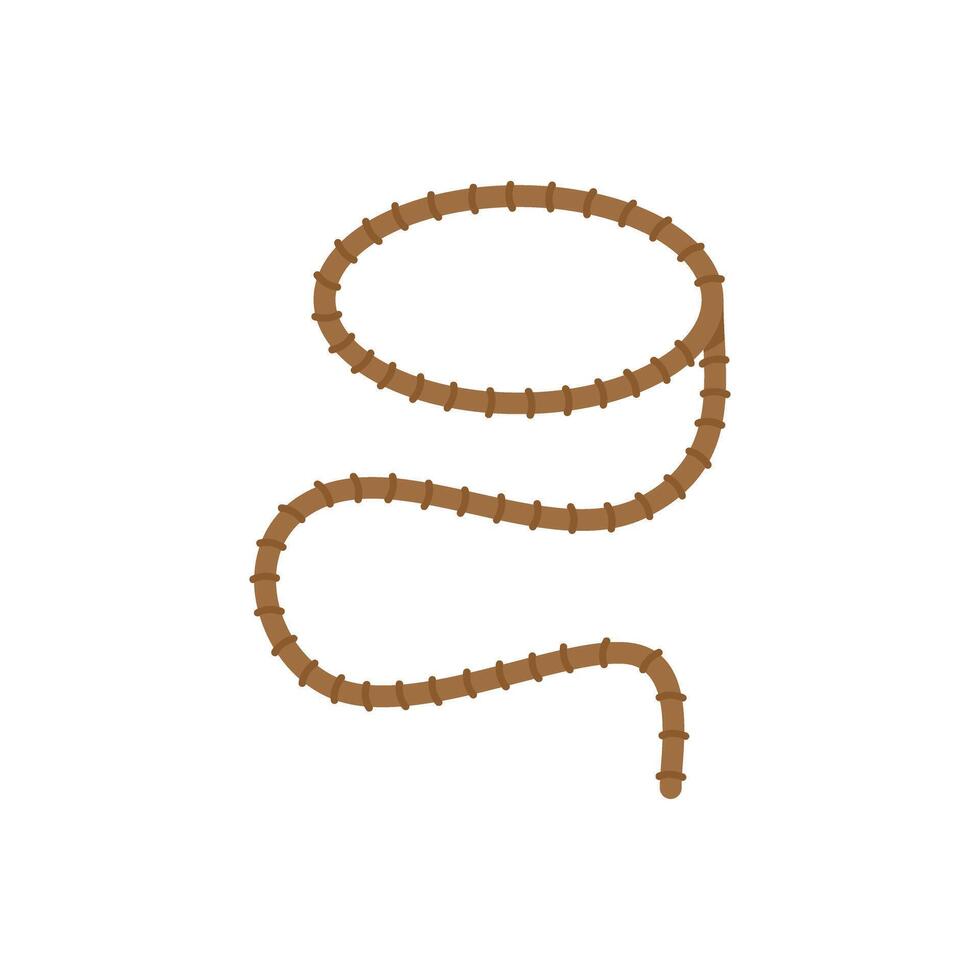 Brown lasso lying on the ground forming a loop vector