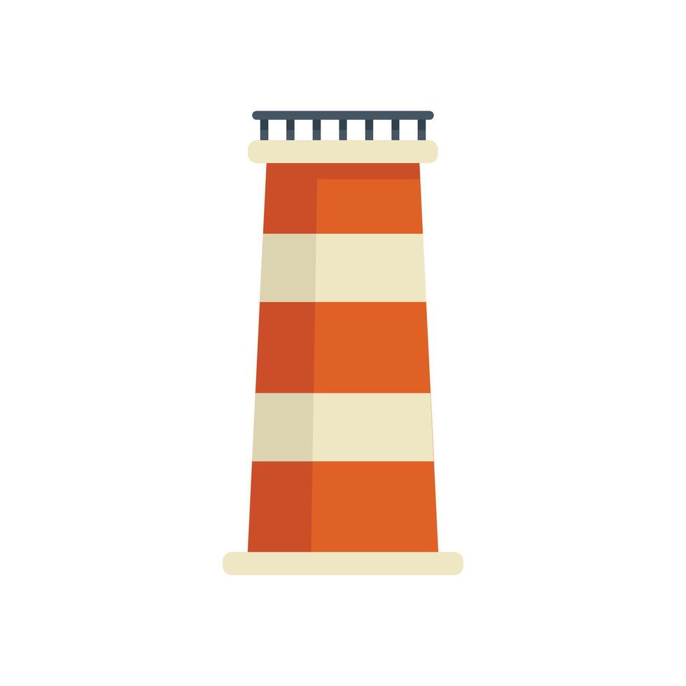 Classic orange and white lighthouse guiding ships safely to shore vector