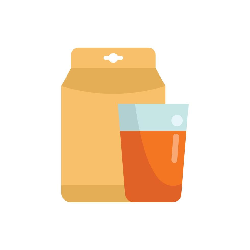Cardboard hanging box with transparent window and glass representing juice product packaging vector