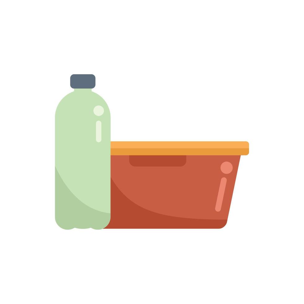 Plastic bottle and lunchbox for school lunch break vector