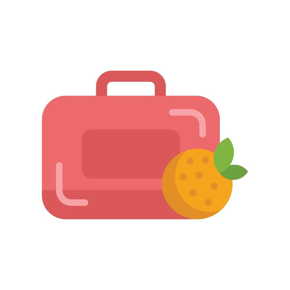 Lunch box with orange representing healthy school lunch break vector