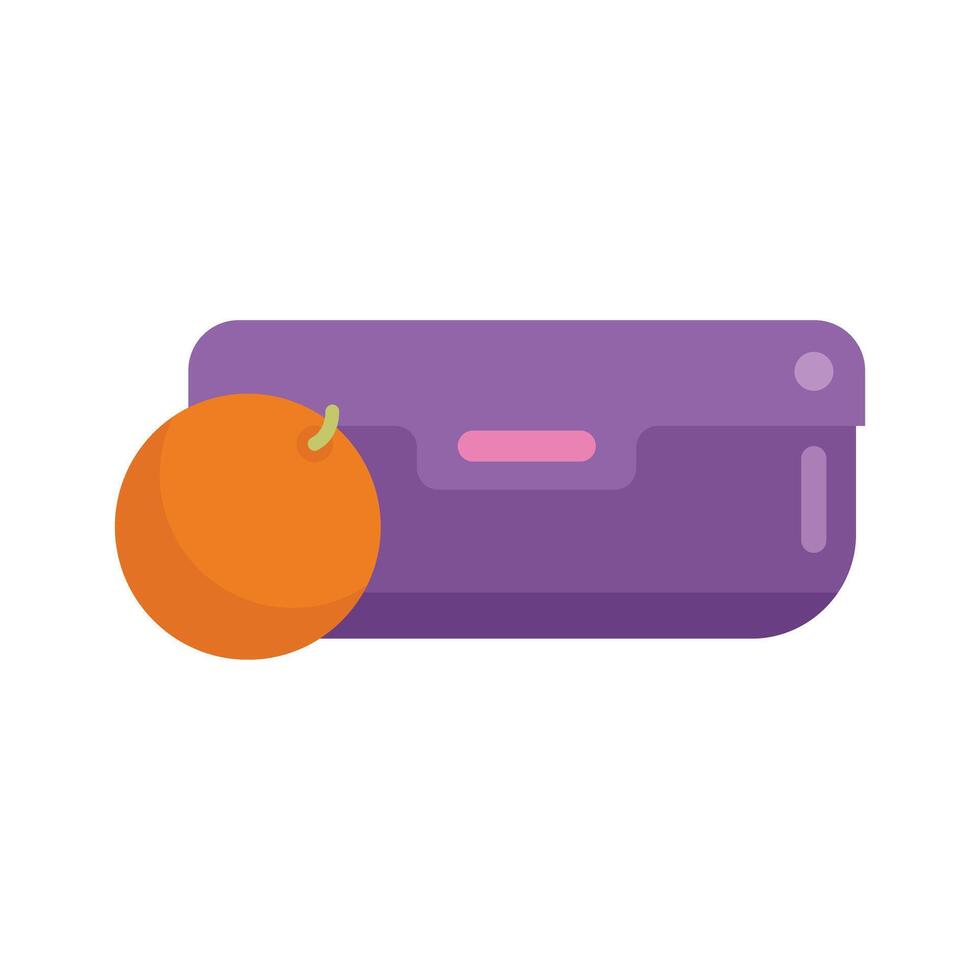 Lunchbox with orange representing healthy school lunch option vector
