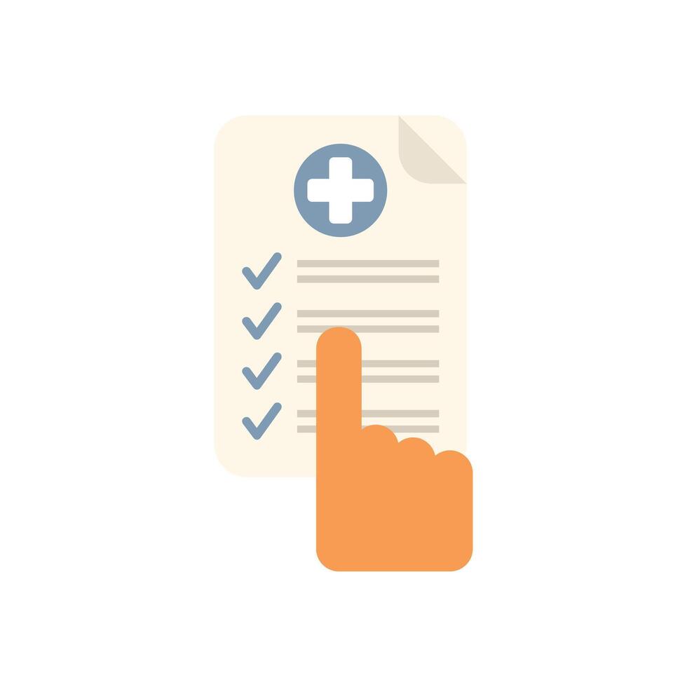 Hand pointing at medical checklist for health examination vector