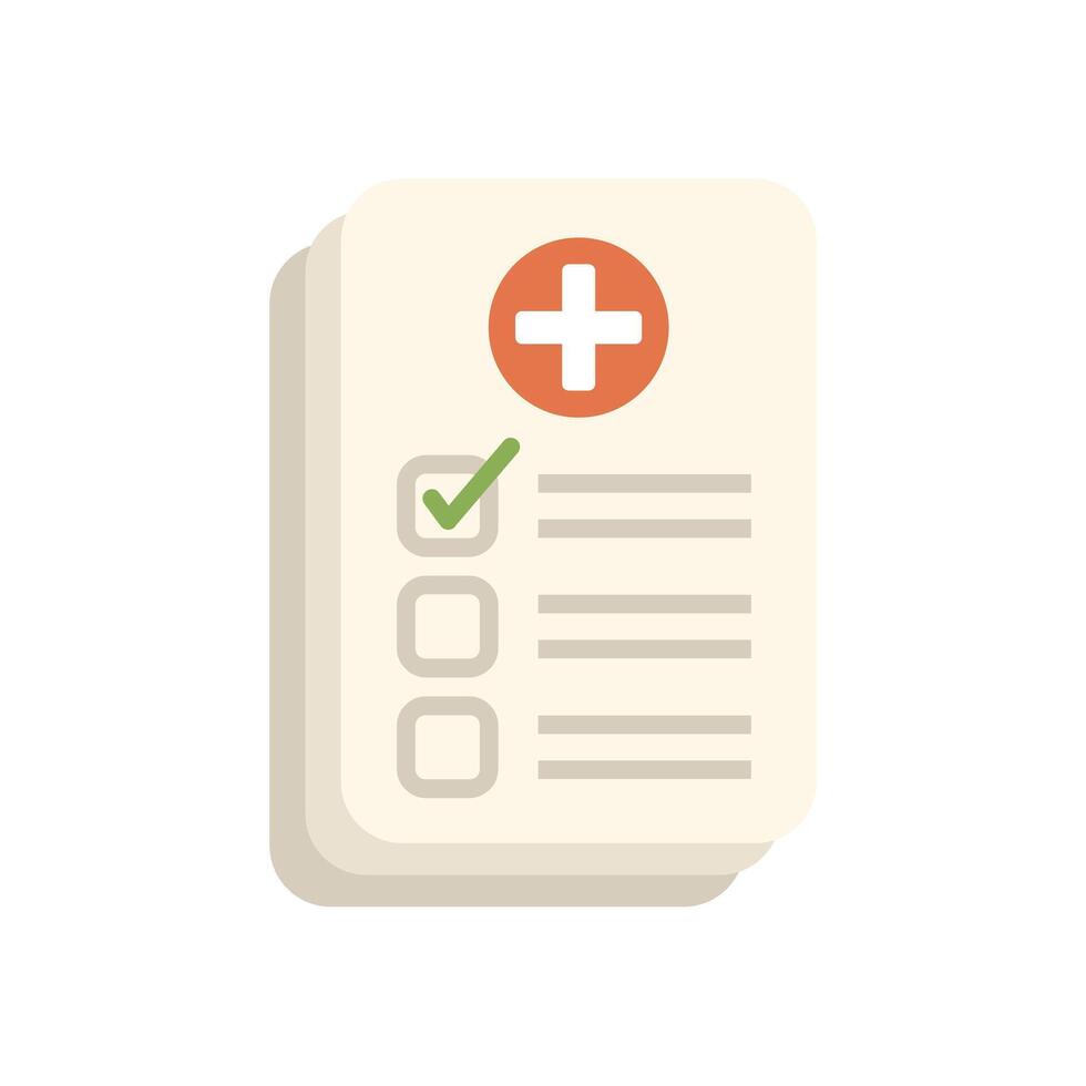 Medical form with check mark indicating completed health examination vector