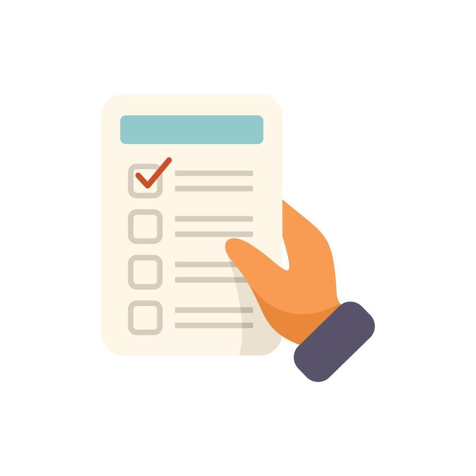 Hand holding checklist with marked checkboxes for voting election or exam vector