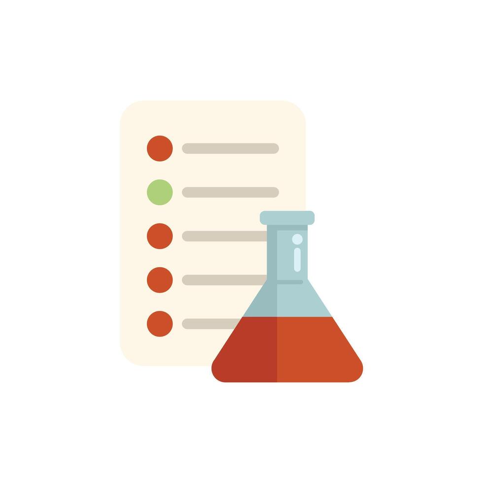 Laboratory checklist for scientific experiment planning with erlenmeyer flask vector