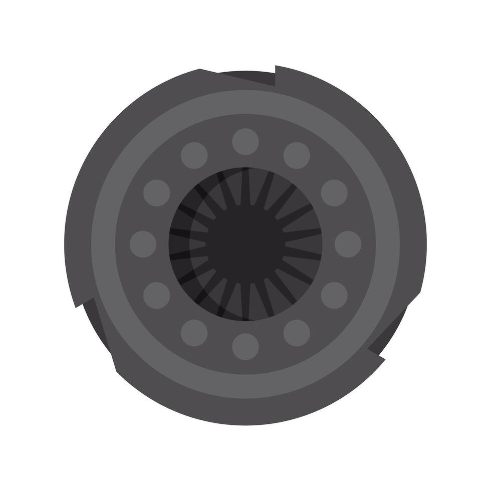 Old damaged car clutch disc with friction lining isolate on white background vector