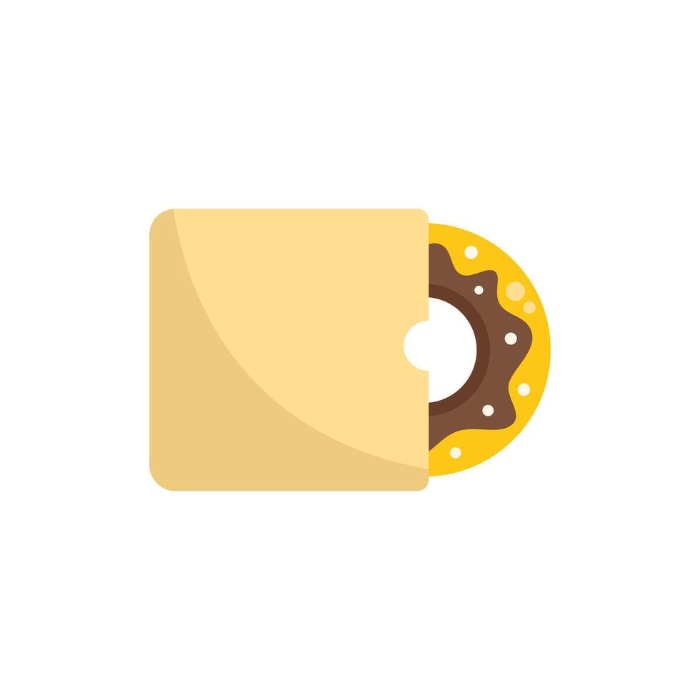Donut peeking out of paper bag on white background vector