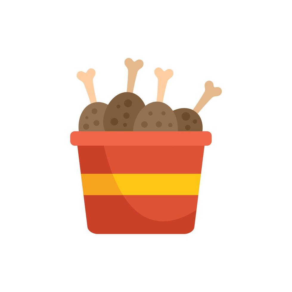 Bucket full of chicken legs standing on white background vector