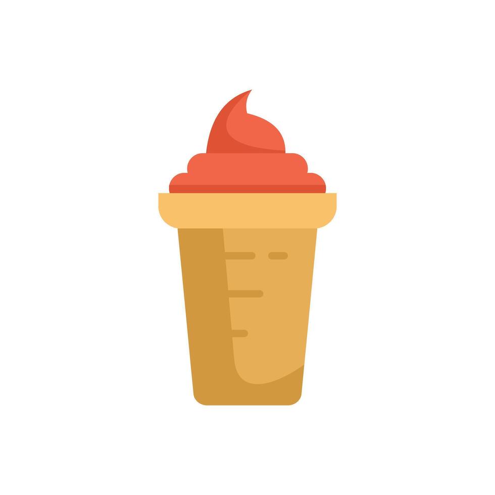 Strawberry ice cream cone standing up in minimalist style vector