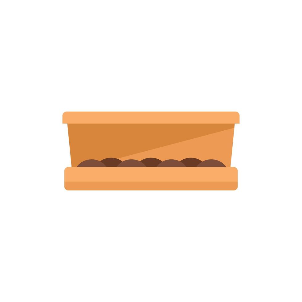 Cardboard box full of freshly baked chocolate chip cookies vector