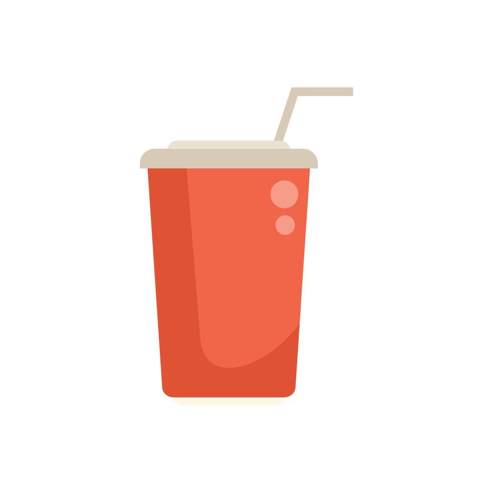 Red disposable cup with straw for soda or cold beverage vector