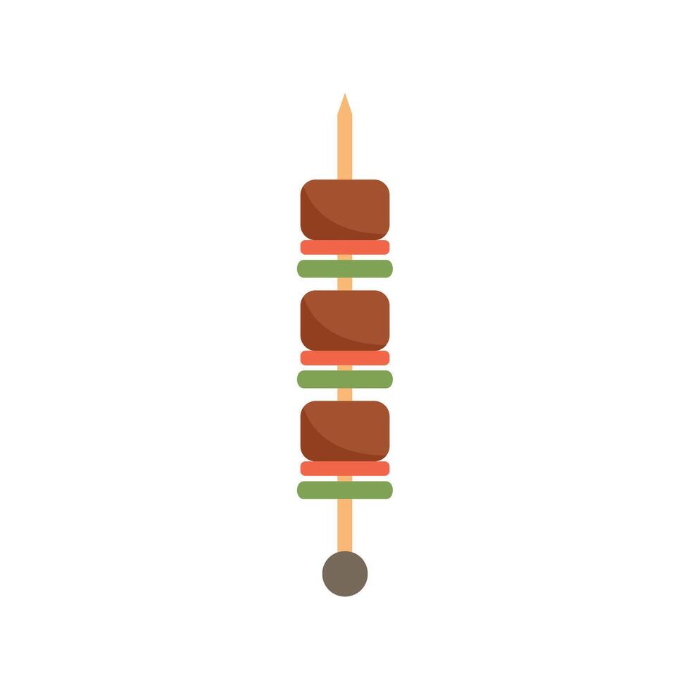 Grilled meat and vegetables on a wooden skewer, a colorful culinary delight vector