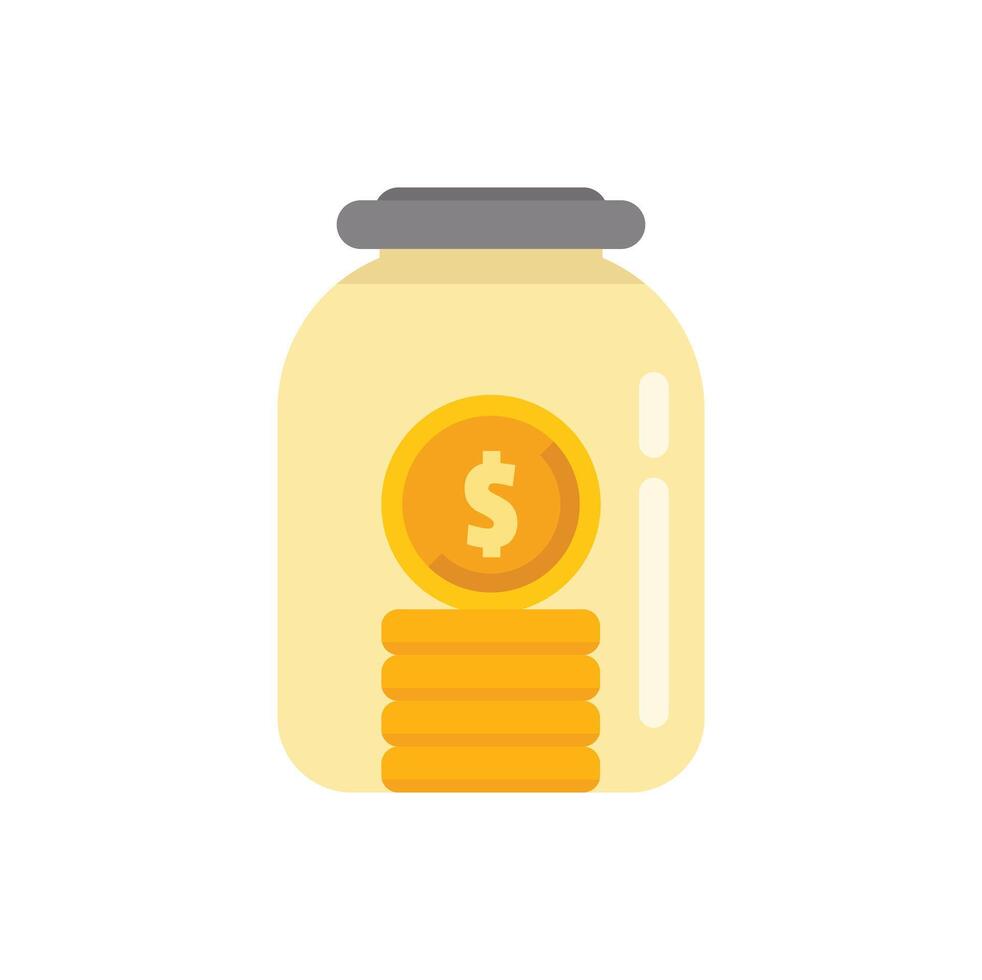 Glass jar containing stack of gold coins for savings goal vector