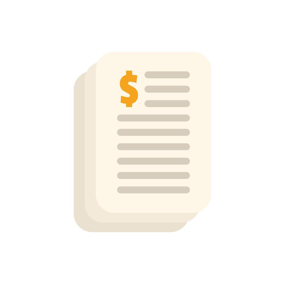 Stack of invoices depicting business expenses with dollar sign icon vector