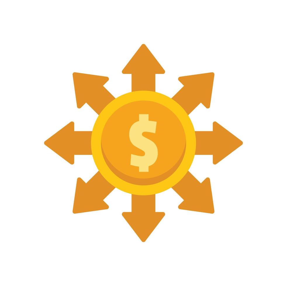 Money distribution channels with dollar coin and arrows vector