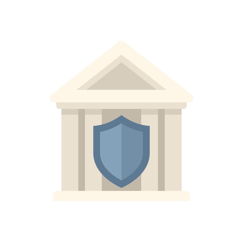 Bank building with shield providing financial security and protection vector