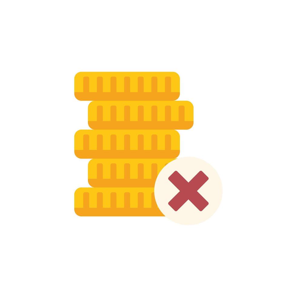 Stack of gold coins being crossed out depicting financial loss vector