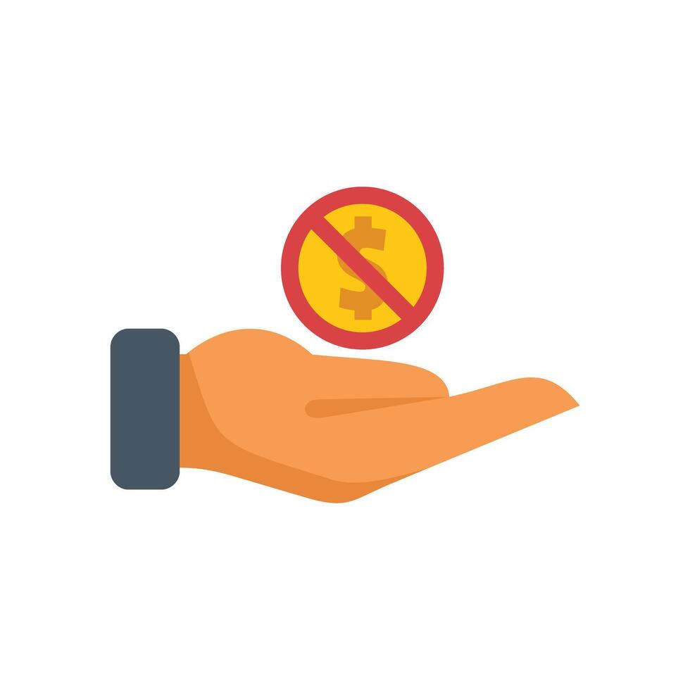 Businessman refusing money bribe icon with hand and coin vector