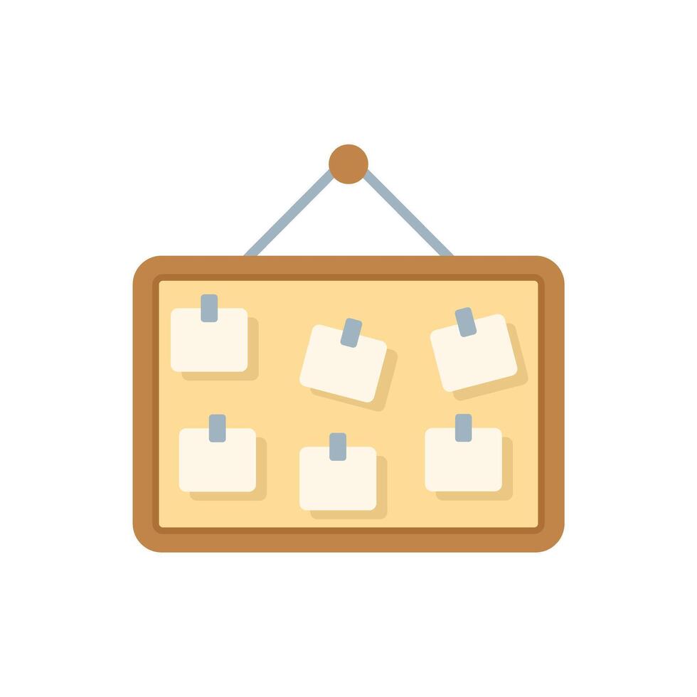 Cork notice board showing hanging blank notes with adhesive tape vector