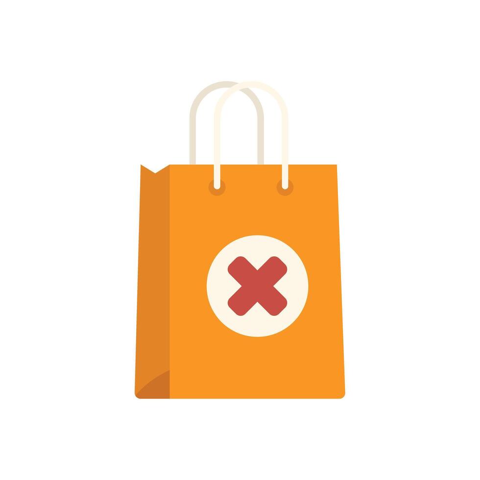 Shopping bag with red cross sign showing no shopping concept vector