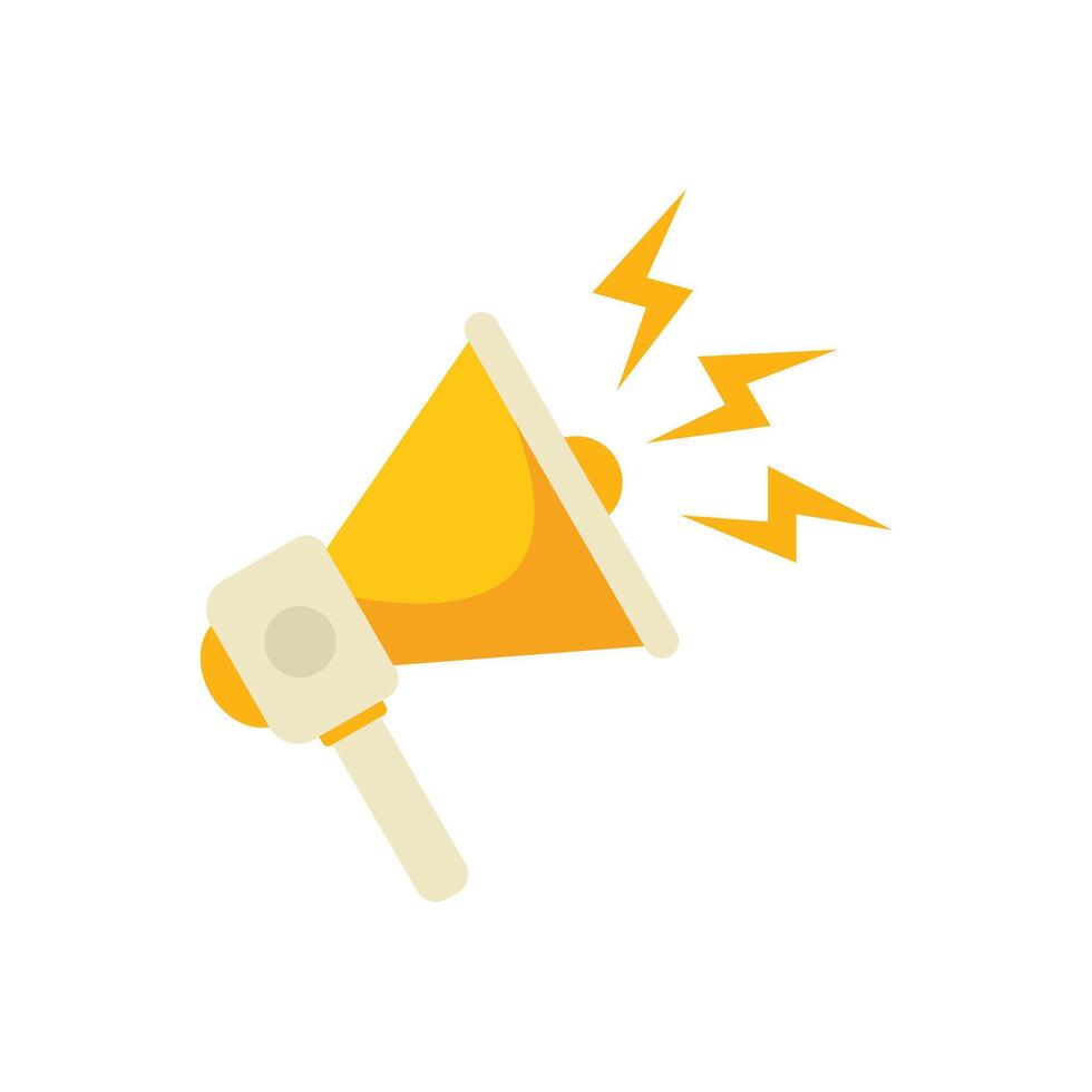 Yellow megaphone making announcement making loud noise vector