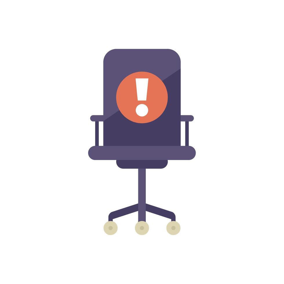 Office chair with exclamation point showing warning message vector