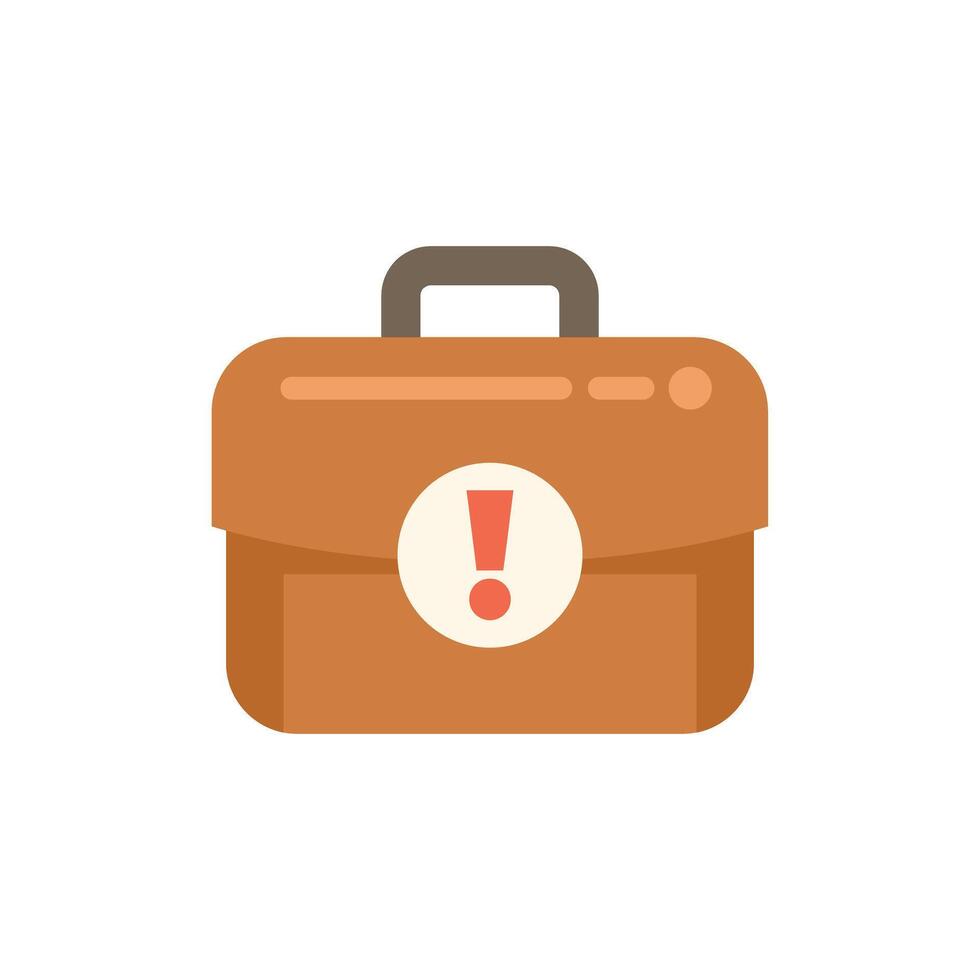 Brown briefcase showing warning sign for important business documents vector