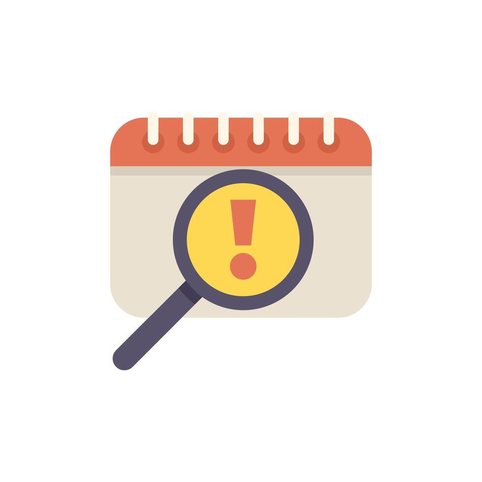 Magnifying glass investigating calendar event alerting important date vector
