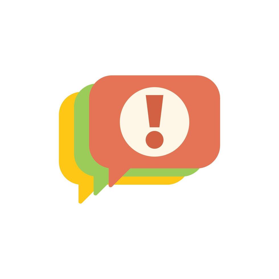 Speech bubble with exclamation mark showing warning notification vector