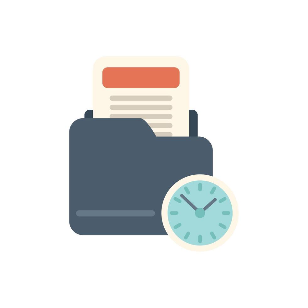 Clock ticking showing time limit approaching for submitting documents in folder icon vector