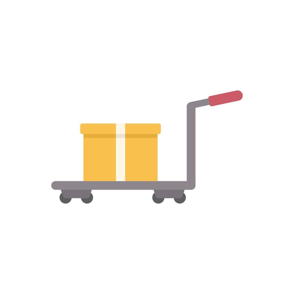 Delivery service with hand truck carrying package with cardboard box on white background vector