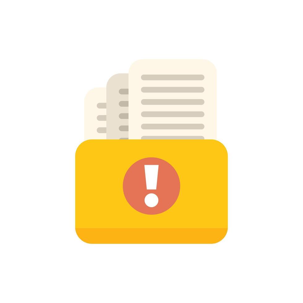 Important documents folder with exclamation mark warning sign icon vector