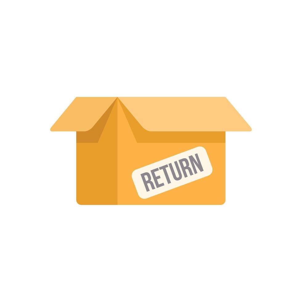 Open cardboard box with return label shipping concept vector