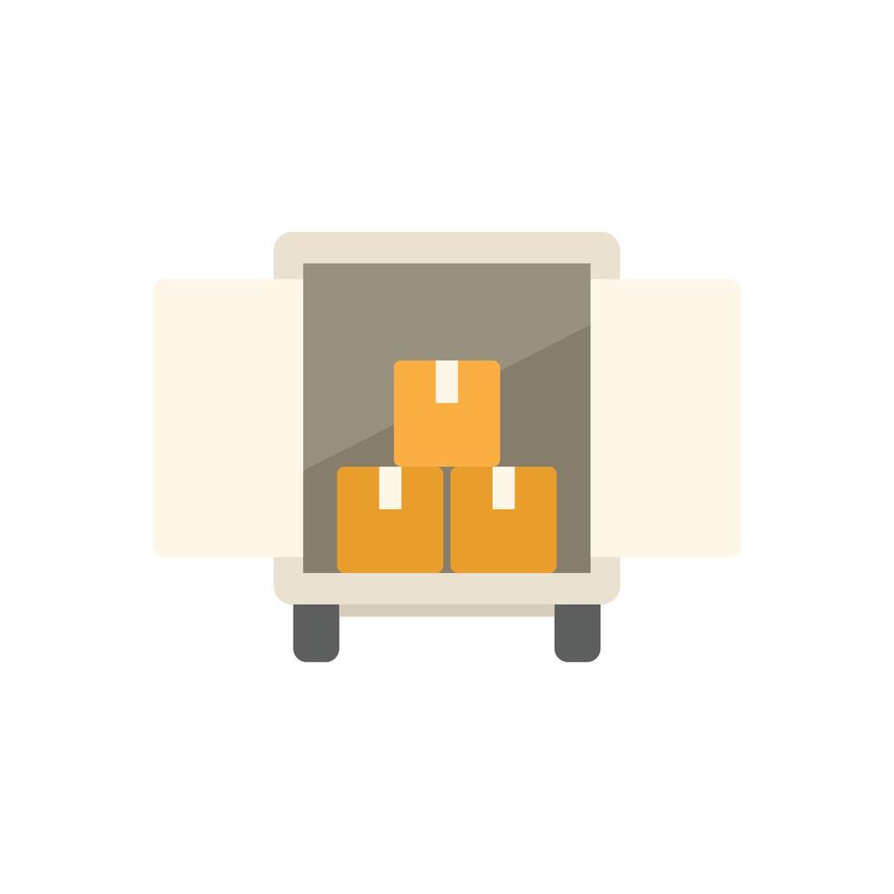 Delivery truck full of cardboard boxes with open doors vector