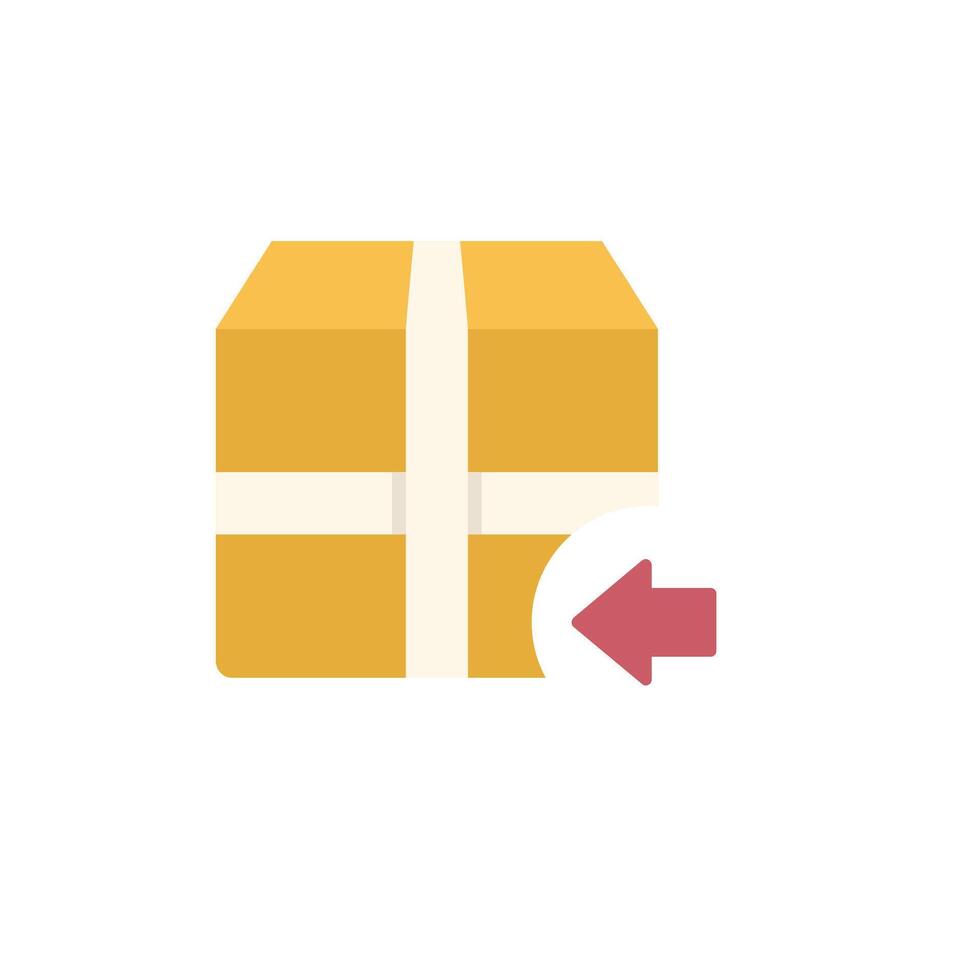 Returning a package with left arrow icon for return to sender vector