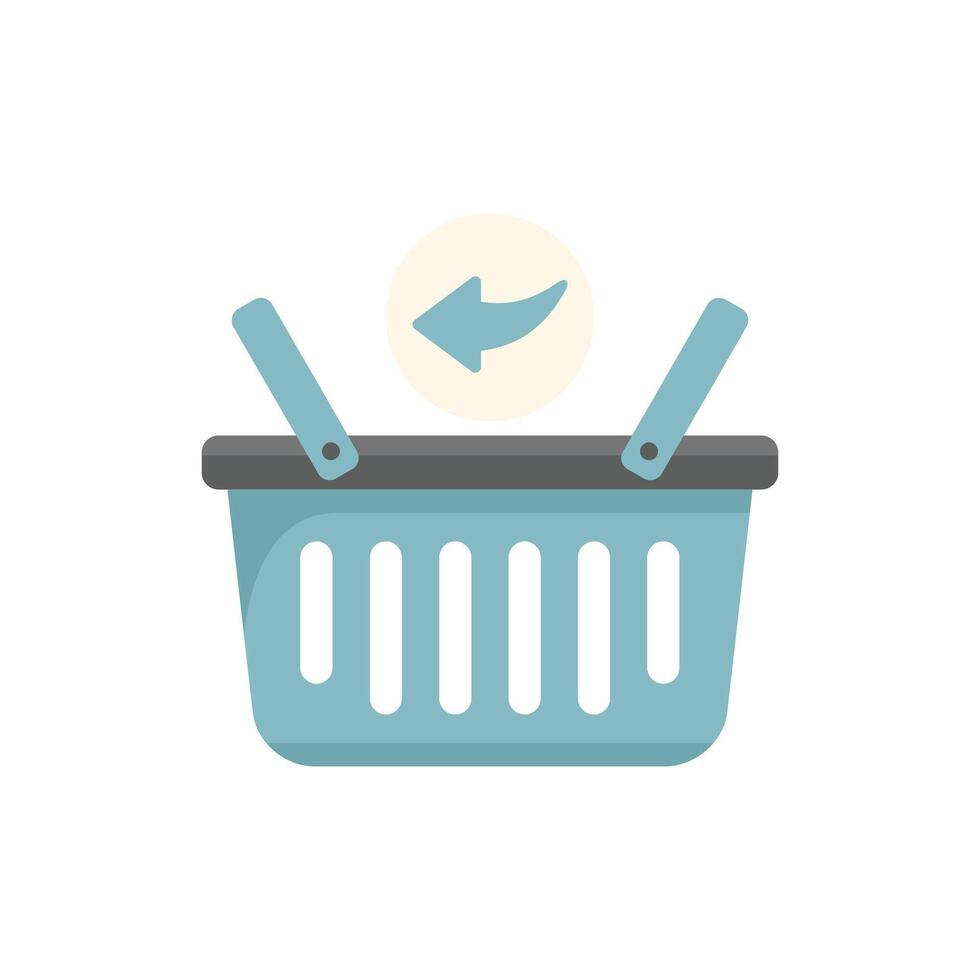 Shopping basket icon with left arrow pointing inside vector