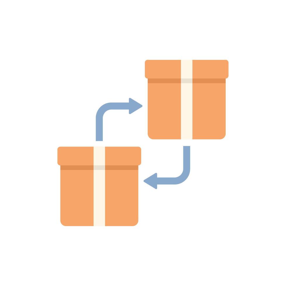 Two cardboard boxes exchanging sending receiving concept icon vector