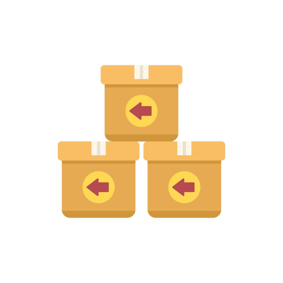 Three cardboard boxes with left arrow sign indicating delivery return vector