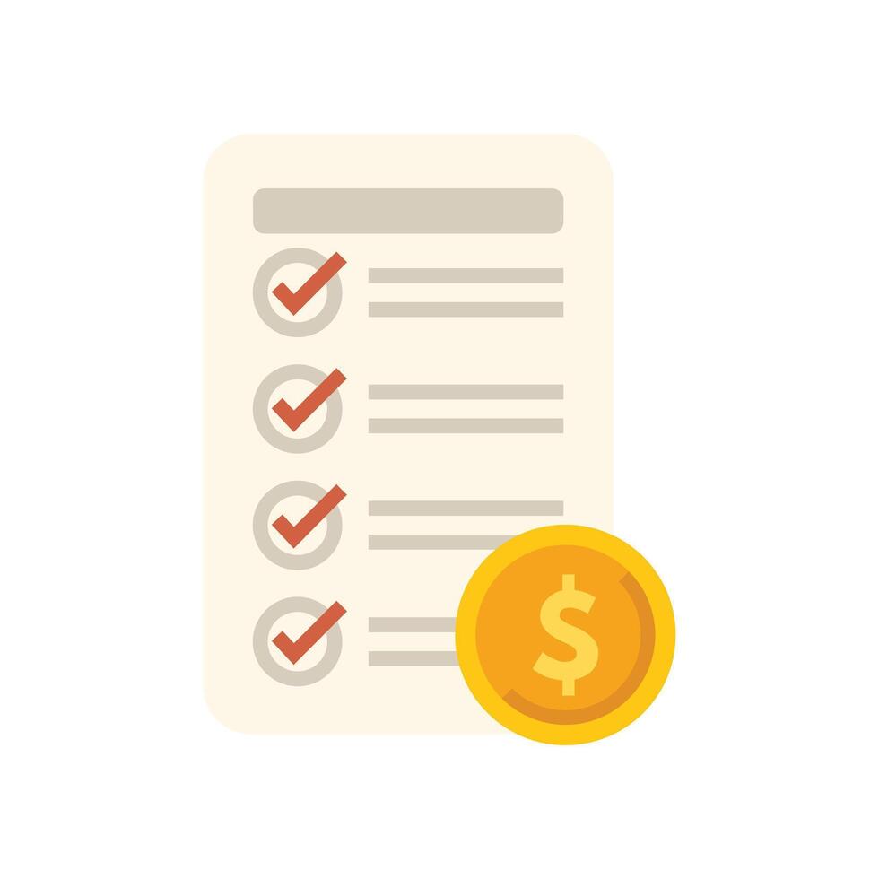 Checklist with check marks completing a financial transaction vector